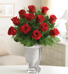 Premium Roses in a Silver Vase Flower Power, Florist Davenport FL
